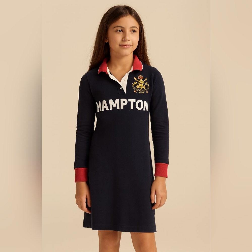 Ralph Lauren Navy Rugby Dress with Red Accents